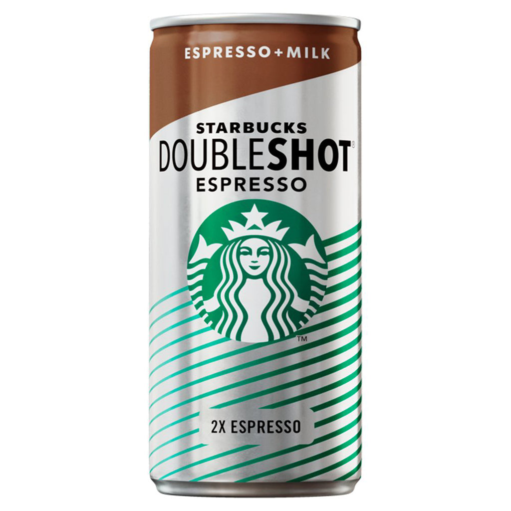 Starbucks Doubleshot Espresso 200ml can with bold espresso and milk text and iconic Starbucks siren logo.